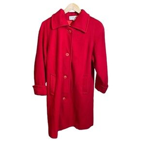 Kristen Blake Women's 100% Merino Wool Coat Front Pockets Button Down Red Size 2